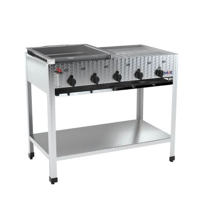 Hochwertiger Edelstahl Gasgrill von MUE – für Flüssig- oder Erdgas, als Tisch- oder Standgerät. Ideal für Gastronomie & anspruchsvolle Grillfans.