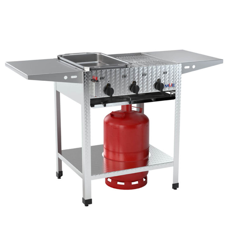 Hochwertiger Edelstahl Gasgrill von MUE – für Flüssig- oder Erdgas, als Tisch- oder Standgerät. Ideal für Gastronomie & anspruchsvolle Grillfans.