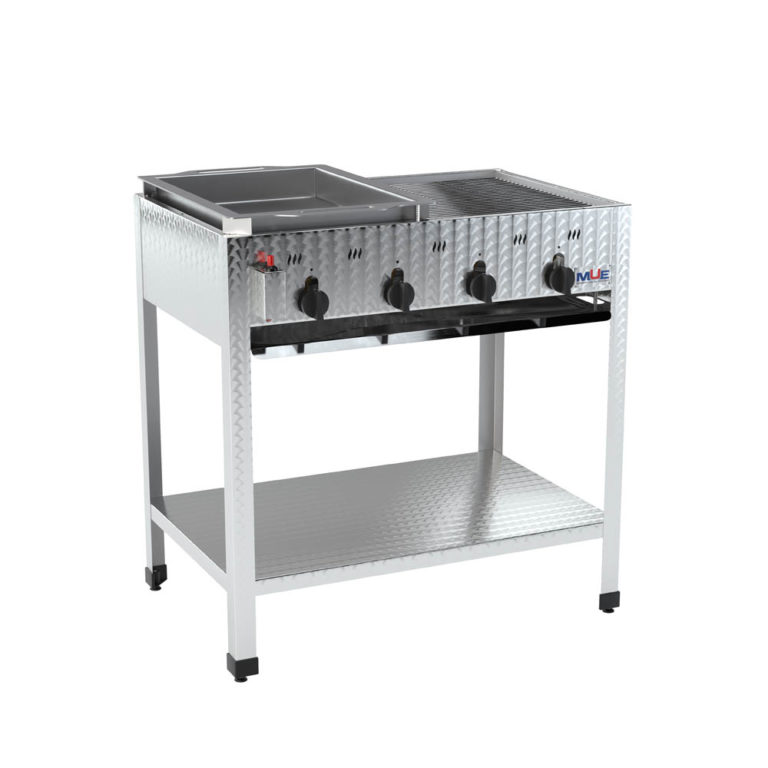 Hochwertiger Edelstahl Gasgrill von MUE – für Flüssig- oder Erdgas, als Tisch- oder Standgerät. Ideal für Gastronomie & anspruchsvolle Grillfans.