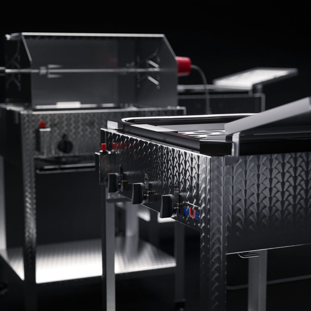 Holzkohlegrill und Räucherofenaufsatz