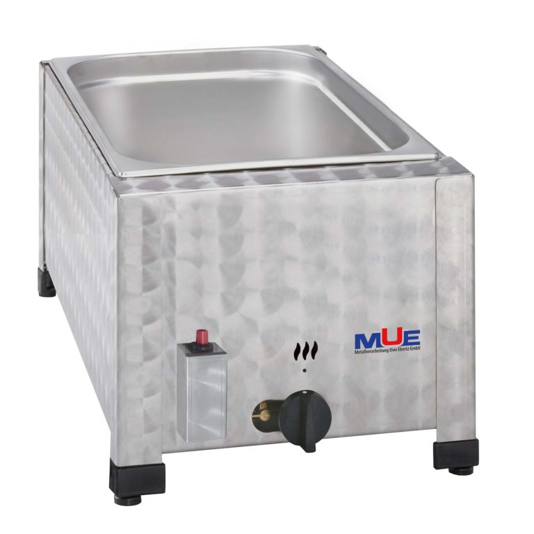 Wurstwärmer mit GN-Behälter aus hochwertigem Edelstahl. Wahlweise 3 x 1/3 oder 2 x 1/2 oder 1x 1/1. Mit höhenverstellbaren Plastikfüßen, Lieferung ohne Deckel (zusätzlich sind Einsatzbecken für Wasserbäder erhältlich)